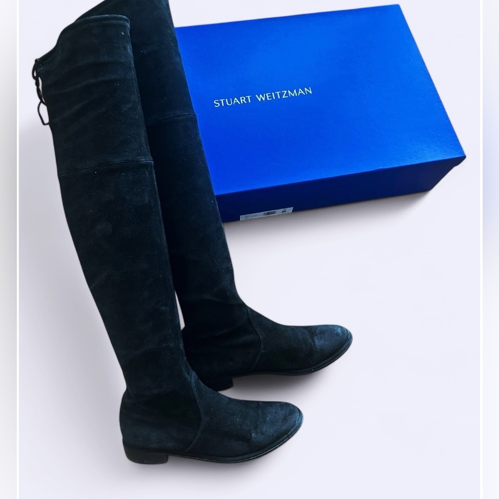 Stuart Weitzman Black Suede Over-the-Knee Boots